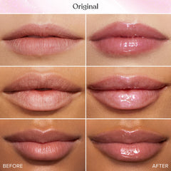 Too Faced tube held in hand demonstrating travel-size convenience and on-the-go plumping