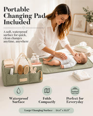 Folded Toodly changing pad compact inside the caddy for easy transport and clean surfaces