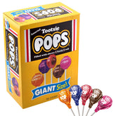 Tootsie Roll giant pack front view showing count and colorful wrappers, convenient bulk supply