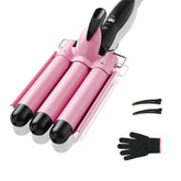 TOP4EVER three-barrel iron front view showing design and ceramic barrels for consistent waves
