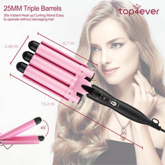 TOP4EVER ceramic barrel close-up highlighting smooth coating for reduced frizz