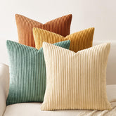 Topfinel front view of four orange and teal pillow covers showing mixed set benefit