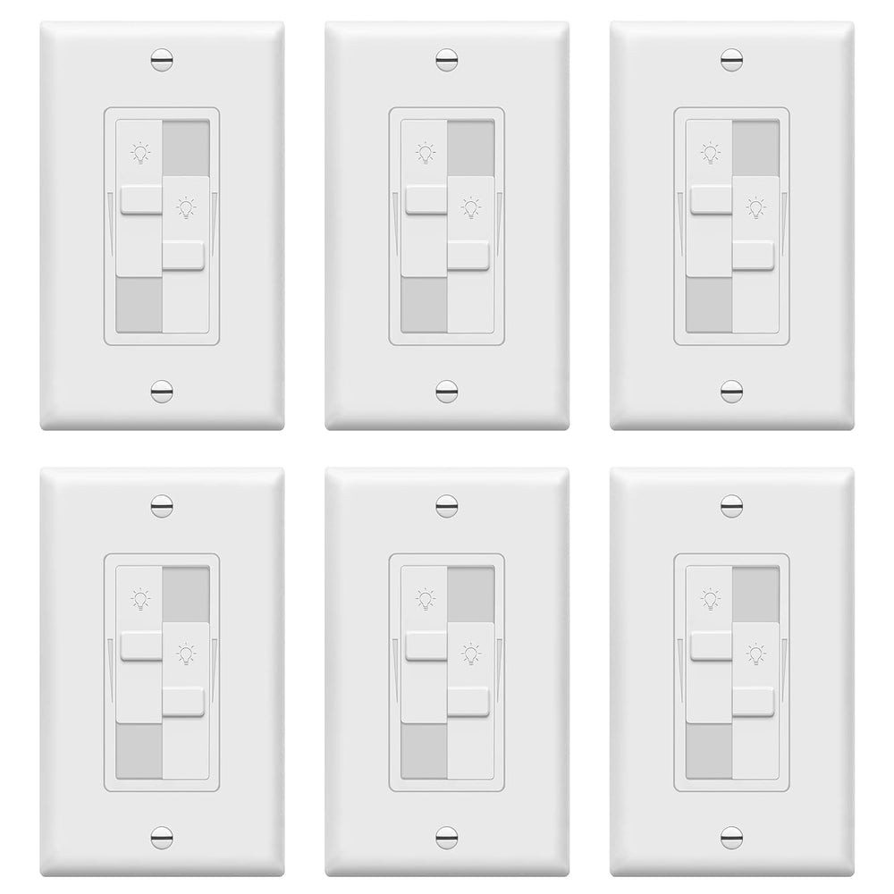 TOPGREENER front view of dual-load dimmer showing sleek white finish and benefit of discreet control