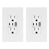TOPGREENER front view showing outlet faceplate and integrated USB for neat charging