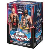 Topps Chrome WWE front box showing factory-sealed value packaging and strong visual appeal