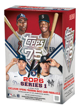Topps blaster front packaging showing branding and contents benefit display-ready box