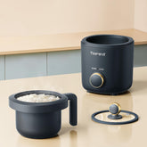 TOPWIT front view of mini rice cooker showing compact design and controls for easy cooking