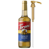 Torani Crème de Banana front label showing flavor and size, highlights brand clarity and appeal