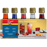 Torani front view five mini bottles showing all five flavors and easy sampling benefit
