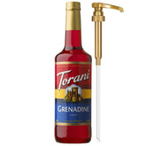 Torani front packaging showing full 750 ml bottle and vibrant red syrup benefit visual appeal