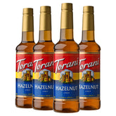 Torani hazelnut front packaging showing bottle and brand, highlights authentic flavor