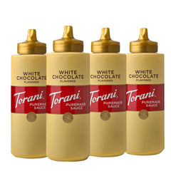 Four Torani Puremade bottles arranged for value pack convenience