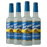 Torani sugar free coconut front bottle showing packaging and easy-pour cap