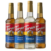 Torani variety pack front labels showing flavors and brand for quick identification