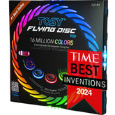 TOSY disc front view showing RGB lights and aerodynamic rim for vivid nighttime visibility