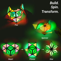 TOSY Magnet Pyramid UV flashlight in use charging holographic stickers for brighter glow