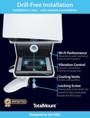 TotalMount mounted under wall TV with built-in level for easy straight installation