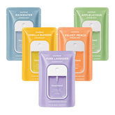Touchland front packaging showing Blossom 5 travel sanitizer set benefits