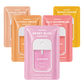 Touchland Juicy 5 front packaging showing five travel sprays and bright design benefits portability