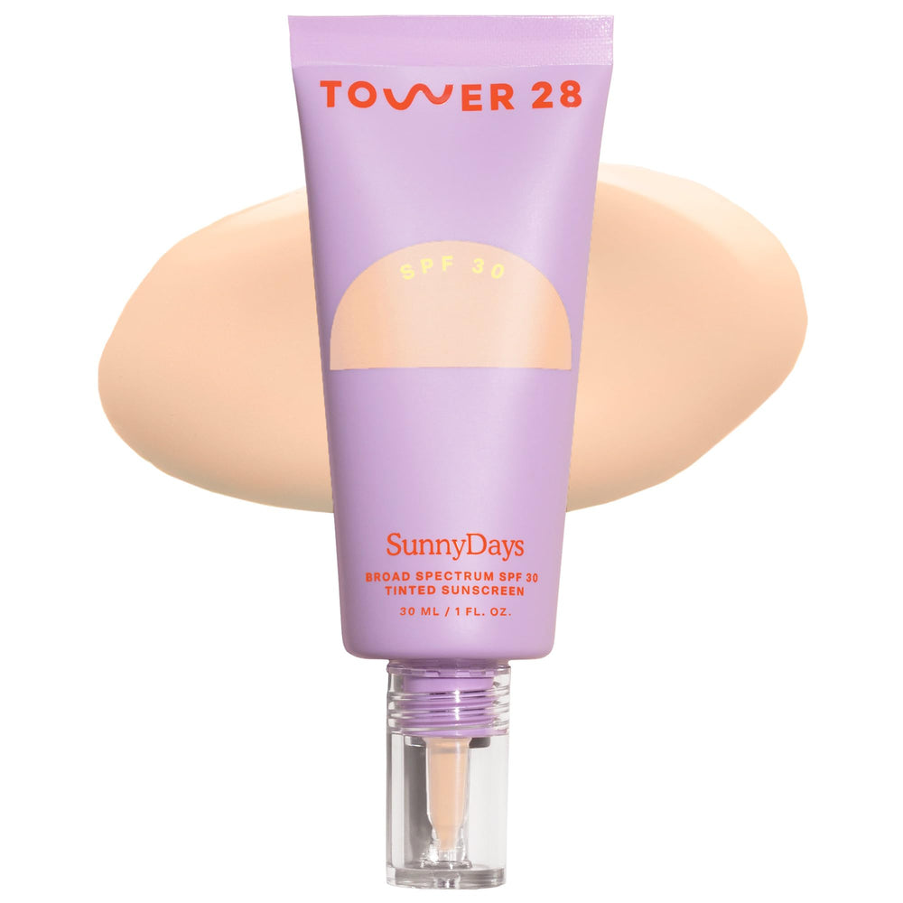 Tower 28 front bottle showing SunnyDays SPF 30 packaging and compact design