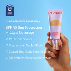 Tower 28 pump dispensing SunnyDays foundation highlighting easy application