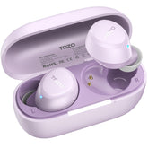 TOZO A1 front view with open case showing earbuds and extended battery benefit