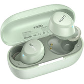 TOZO A1 front packaging showcasing compact earbuds and case benefit small-ear fit