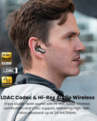 TOZO NC20 Pro smart LCD case closeup, touch controls for fast mode changes