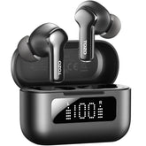 TOZO NC3 front view with case open showing earbuds and fast pairing benefit