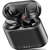TOZO T6 front view showing sleek case and earbuds for portable convenience