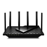 TP-Link Archer AXE75 front view showing compact router and fast connectivity