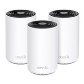 TP‑Link Deco XE70 Pro front packaging showing unit and benefits