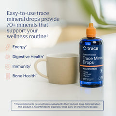 Trace Minerals dropper close-up dispensing drops for precise dosing