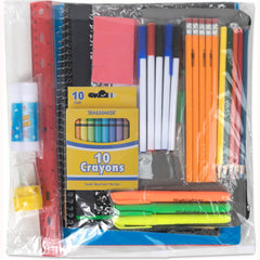 Trail maker contents laid out flat demonstrating included pencils, pens, crayons and more