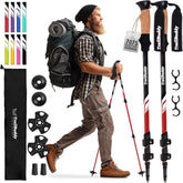 TrailBuddy front view showing packed poles and included accessories for travel convenience