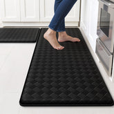 TranquilRelax front view of two black kitchen mats showing modern look and comfort