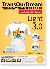 TransOurDream front packaging showing 20 sheets and Teflon sheets for easy setup and clear instructions