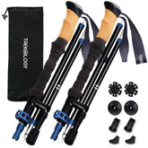 TREKOLOGY trekking poles front packaging showing pair and carry bag benefit travel ready