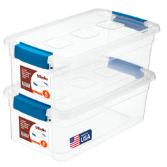 Tribello front view clear storage bin showing transparent visibility and neat organization