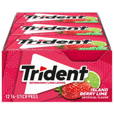Trident front packaging showing island berry lime flavor and pack count for quick grab