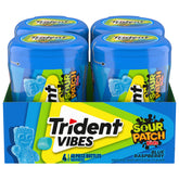 Trident Vibes bottle front showing blue raspberry candy shell and brand