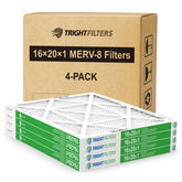 TRIGHTFILTERS front packaging showing four 16x20x1 filters and benefits