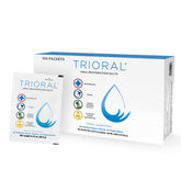 TRIORAL front box of 100 packets showing compact bulk packaging and quick access benefit