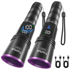 TrixHub two-pack front view showing compact black light flashlights and cases
