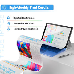 TRUE IMAGE cartridge installed in HP printer showing easy fit and seamless use
