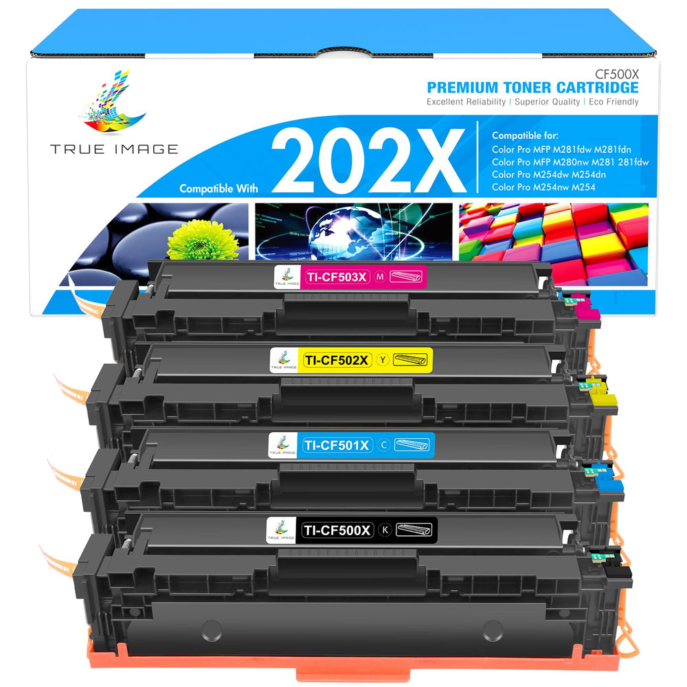 TRUE IMAGE front packaging of 202X 4-pack showing all cartridges and benefits