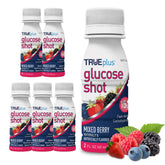 TRUEplus front packaging showing mixed berry shot and quick carbs benefit