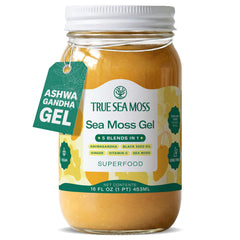 TrueSeaMoss front jar view showing clear glass and branding, conveys quality