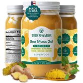 TrueSeaMoss front jar label showing product and glass packaging benefit