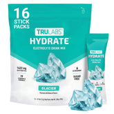TRULABS front packaging showing Glacier flavor and 16 sticks for easy identification and portability